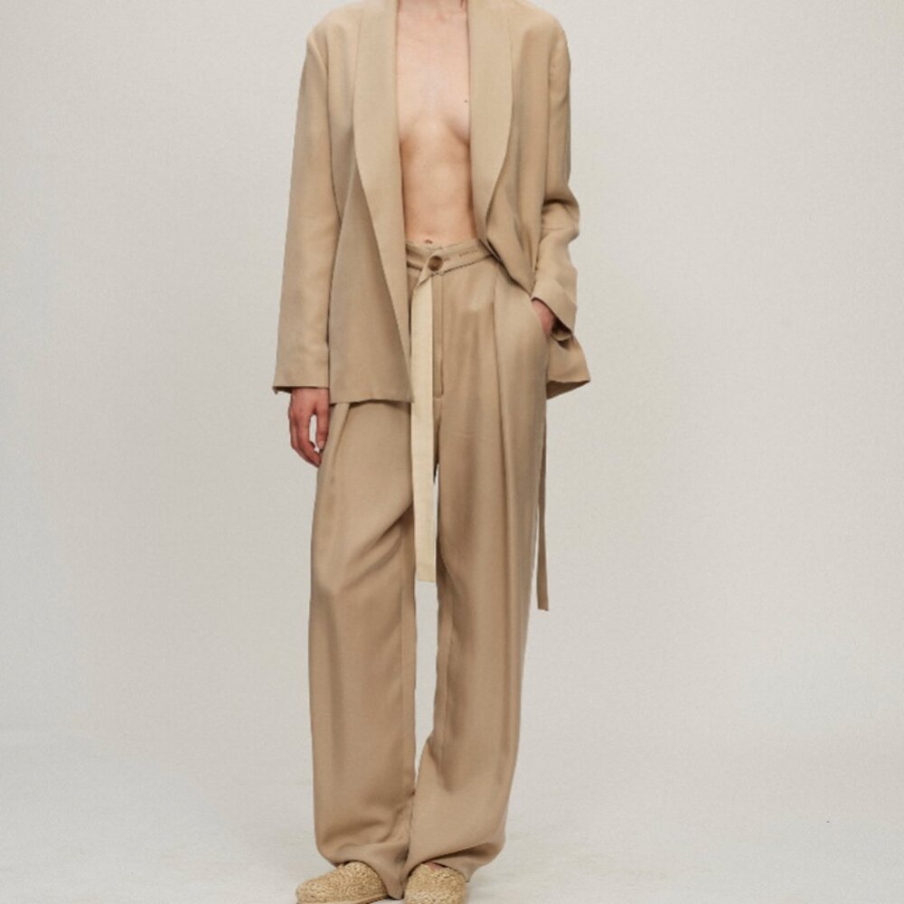 Beige WIDE LEG TROUSERS (King & Tuckfield)